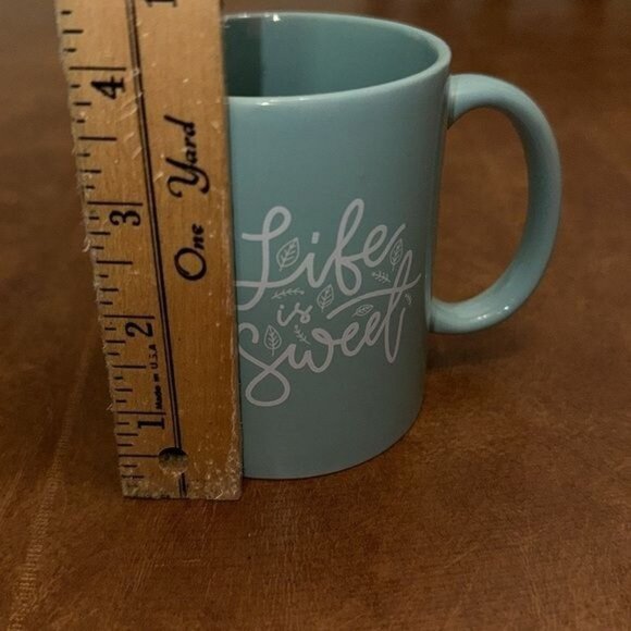 "Life Is Sweet" Blue Stoneware Mug By Modern Gourmet Foods - Picture 3 of 5
